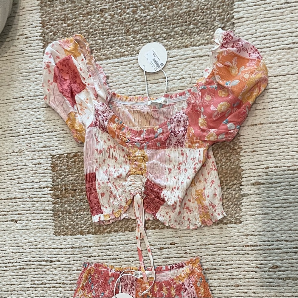 W.A.P.G Floral Patchwork Crop Top, BNWT
